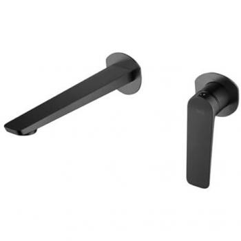 Grifo Empotrado Monomando de Lavabo Negro Mate con Montaje a la Pared - Grifería de Baño para Lavamanos