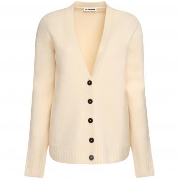 Jil Sander Women's Wool Cardigan in Ecru, Size 36, Color 109, Beige