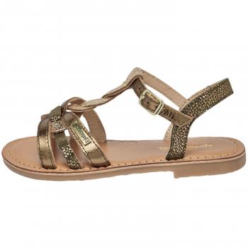 Les Tropéziennes Badami Girls' Leather Sandals in Gold/Bronze