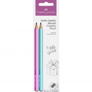 Faber Castell Lápiz de Grafito Jumbo Sparkle Rosa/Turquesa - Blíster 2 unidades