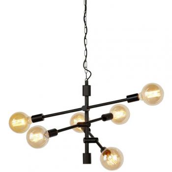 Lámpara colgante Nashville, negra, 6 luces E27, diseño moderno