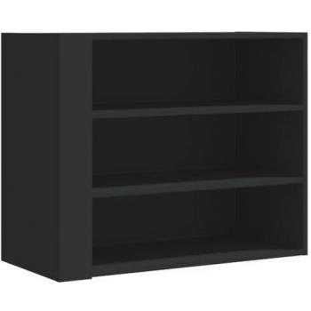 Armario de Pared Madera de Ingeniería Negro 75x35x60 cm, Armario Montado en la Pared, Armario Flotante, Armario de Baño Montado en la Pared