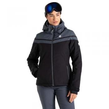 Chaqueta de Esquí Flurry Impermeable para Mujer en Negro y Gris, Talla 6