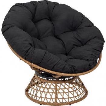 Sillón Giratorio Cancun - Tela Negra - L 86 x P 50 x H 92 cm