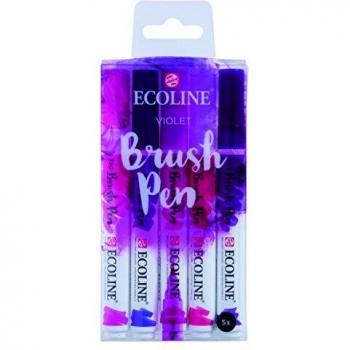 Talens Ecoline Rotuladores Brush Pen Punta Pincel Estuche de 5 Rosa-Violeta