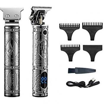 Máquina de Cortar Pelo Inalámbrica. Cortapelos Vintage Profesional para hombre. Cortador de pelo y barba con Cabezal de Titanio, Hoja T, Pila Recargable Incluida, 3 peines guía y cable USB.