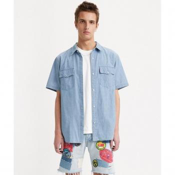 Levi's - Camiseta vaquera de manga corta con cuello redondo y ajuste relajado estilo Western
