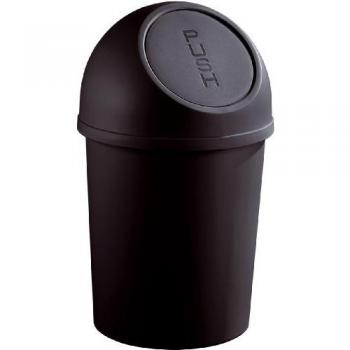 Cubo de basura Helit, 6 litros, plástico negro con tapa push