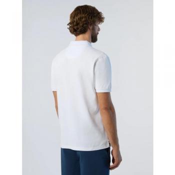 Polo Básico de Manga Corta North Sails con Logo Patch Blanco para Hombre