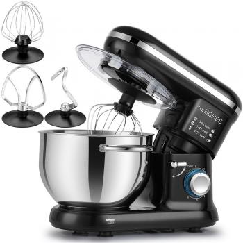albohes Batidora amasadora repostería Profesional, Bol Acero Inoxidable con Doble Asas, 3 Ganchos, Mezcladora de Cocina para Hornear, Capacidad de 5,5 litros, 6 velocidades, Multifuncional, 800W