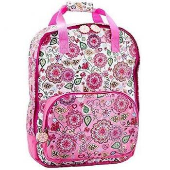 Mochila Poliéster 39Cm. Rosa Estampado Floral Mandalas Colores Cierre Cremallera