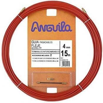 Anguila| Guía Pasacables| Terminales Intercambiables | Fleje de Acero + Propileno| Color Rojo| Diámetro 4mm| 15 metros