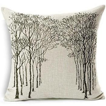 HomeChoice Lino y Algodón artística dibujo a lápiz Sketch Bosque Durable Home Square Manta Decorativa Funda de almohada Funda de cojín de Accent - Funda de almohada de cama de funda de almohada para coche Safa 18 por 18 pulgadas