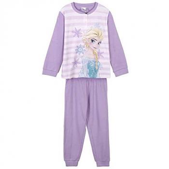 Pijama Largo Interlock Frozen II Rayas Morado Niña