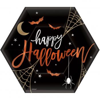 Amscan International 430748 - Platos de fiesta de Halloween en forma de hexágono, multicolor, 23 cm