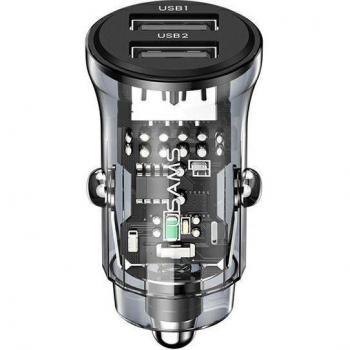 Cargador de Auto USB Doble 3A 18W con Luz Ambiental Azul - Negro