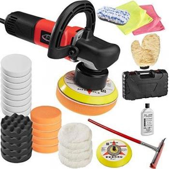 TecTake Máquina de pulir excéntrico pulidora Limpieza 2500 a 6300 RPM + XXL Accesorios Set