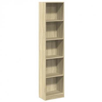 Estantería de madera de ingeniería roble Sonoma 40x24x176 cm, color marrón, diseño moderno, multifuncional, ideal para almacenamiento y exhibición