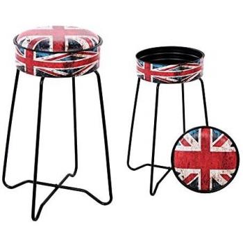 Bigbuy Home S1120626 Taburete UK 116213 Retro Rojo Azul