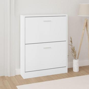 Mueble zapatero de madera contrachapada blanco 59x17x81 cm