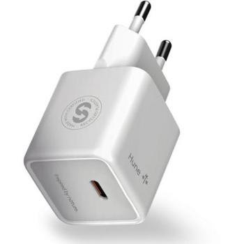 Cargador Eco Mini Hune 20W USB-C Carga Rápida Ultra-Compacto Blanco Reciclado