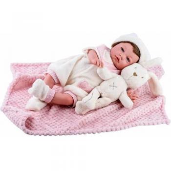 Muñeca Reborn 46cm con Mantita Suave y Conejito de Peluche.