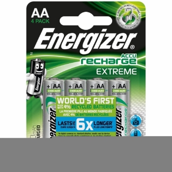 Energizer 2300MAh AA Accu Recharge Extreme Batteries, 4 Batteries