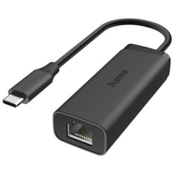 Adaptador de Red Hama USB-C a RJ45 2.5 Gbps Plug & Play Negro