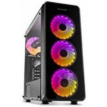 Nox Hummer TGM -NXHUMMERTGM- Caja ARGB ATX - Micro ATX-ITX, 4 ventiladores ARGB 120mm preinstalados, cristal templado, espacio para hasta 6 ventiladores, USB 3.0, color negro
