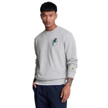 Lyle & Scott Men's XXL Grey Thistle Flora Printed Crew Neck Sweatshirt