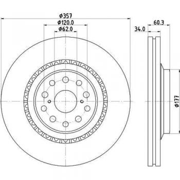 HELLA 8DD 355 116-921 Disco de freno - 55243PRO - revestido