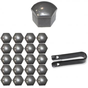 tuqiang® 20 x - Juego de capuchones cubierta 17 mm Rueda tuercas tapas Tornillos de Rueda Tornillos de Rueda Tapacubos Tapacubos Incluye Extractor gris