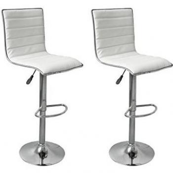 vidaXL 2 Taburetes Bar Silla Asiento Comedor Cocina Tabby Blanco Hogar Oficina Mueble