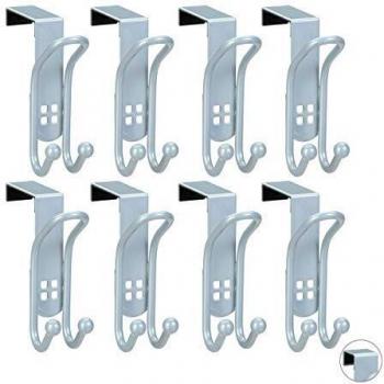 Set de 8 Ganchos para Puerta de Metal, Soporte para Ropa, Espesor de 4.5 cm - Relaxdays