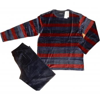 Hombre Pijama Nicki terciopelo terciopelo Schiesser 151041 Azul/Rojo multicolor 1