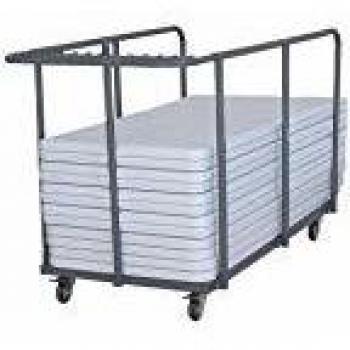 Mesas Plegables Monobloque de 180 cm con Carrito de Transporte - Pack de 18 - Blanco