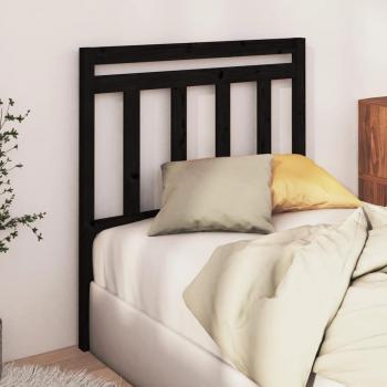 Cabecero para cama negra de madera maciza de pino 96x4x100 cm
