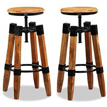 Solid Mango Wood Bar Stools 2 pcs