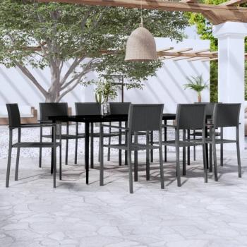 vidaXL 9-Piece Black Garden Dining Set