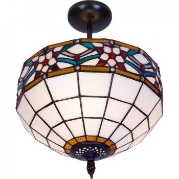 Plafón bajo techo pantalla Tiffany con luz indirecta