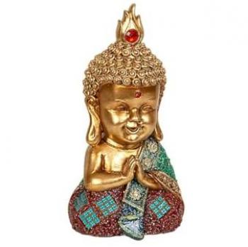 Figura Decorativa Buda Dorado de Resina 11 x 20 x 10 cm