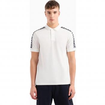 Armani Exchange - Polo blanco de hombre con logotape