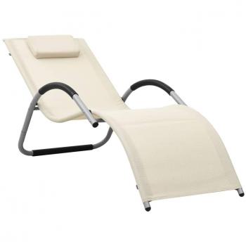 Tumbona de textilene crema y gris Sunbed