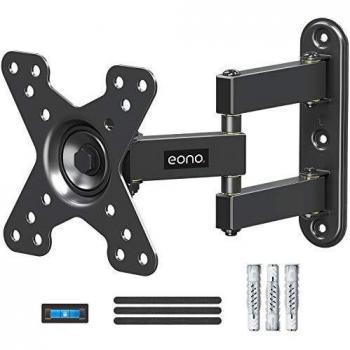 Amazon Brand - Eono Soporte TV Monitor Pared Giratorio y Inclinable para la Mayoría de 10-26 Pulgadas Televisores Monitores con VESA 50x50-100x100 mm, hasta 15kg, Soporte TV con 360° Rotación PL2463