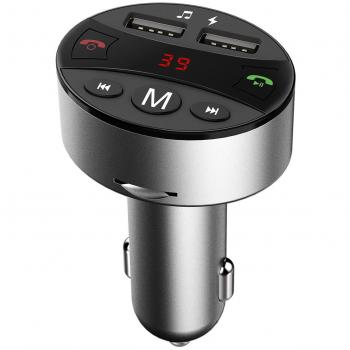 Transmisor FM Bluetooth,Mpow Manos Libres 3 Reproducción de Modes Puertos duales del USB,Ranura Para Tarjeta Del TF, Puerto De Impulsión Del Flash Del USB Con 5V/2.1 Un Cargador Del Coche del USB
