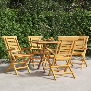 vidaXL 4-Piece Folding Garden Chairs Set, Solid Teak Wood, 56x63x90 cm