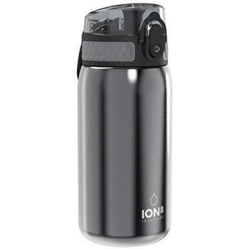 Ion8 Acero Inoxidable Botella Agua, Sin Fugas, Gris, 400ml