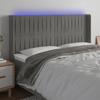Cabecero LED de Terciopelo Gris Claro 163x16x128 cm con Iluminación Integrada