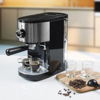 Cafetera Espresso Bestron AES800STE de Acero Inoxidable con 15 Bares de Presión y 1450W
