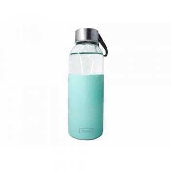 Botella termo de borosilicato con silicona turquesa Balder 400 ML, antideslizante, color turquesa, vidrio